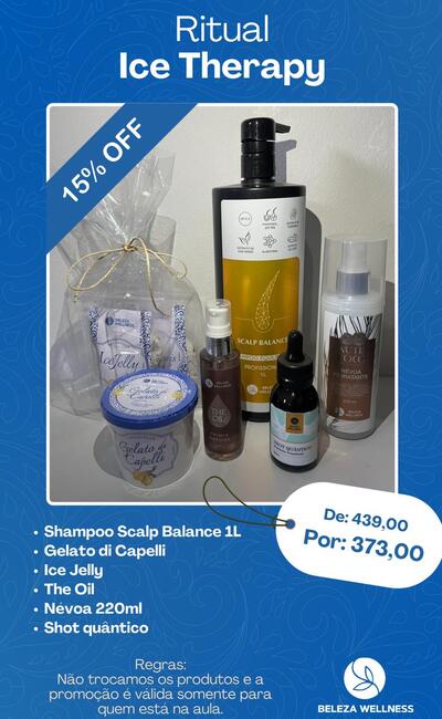 Ritual Ice Therapy - (Shampoo Scalp Balance 1L, Gelato di Capelli 130g, Ice Jelly 240g, The Oil 30ml, Nevoa Nutricoco 220ml, Shot Quântico 60ml) 